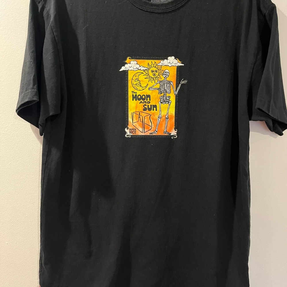Vans Black Short Sleeve Tee with Yellow Orange 'Moon and Sun' Graphic